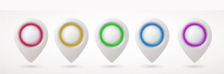 Set shiny map location markers realistic style vector