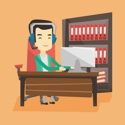 man playing computer game vector image