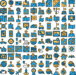 map and navigation isolated icons set vector image