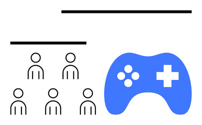 blue gaming controller beside six networked user vector image