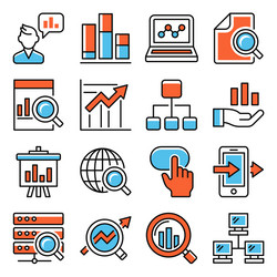 Data analysis icons set on white background vector