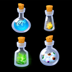 magic potion bottles set different shapes flasks vector image
