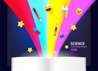 open book with different elements flowing vector image