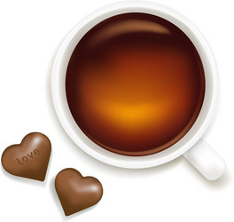 Cup of tea with chocolate vector