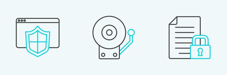 set line document and lock browser with shield vector image