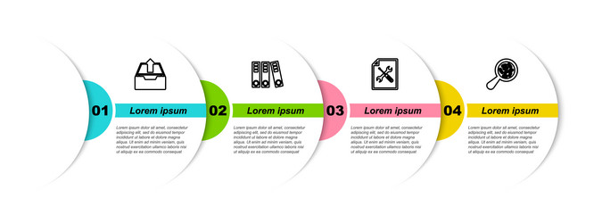set line upload inbox office folders file vector image