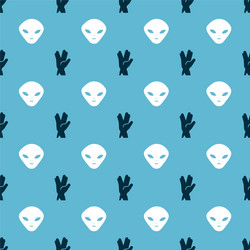 Set vulcan salute and alien on seamless pattern vector