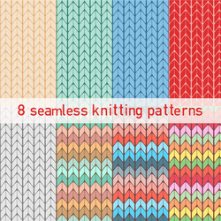 set with color seamless knitted patterns vector