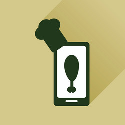 flat web icon with long shadow mobile chef vector image