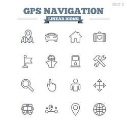 gps navigation linear icons set thin outline vector