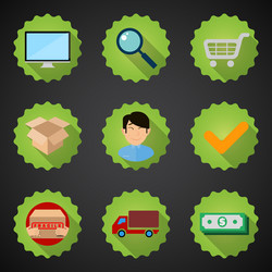 online shopping process flat icon set vector