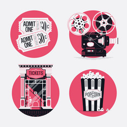 retro movie icon set vector