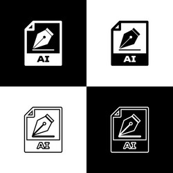 set ai file document icon download button vector image