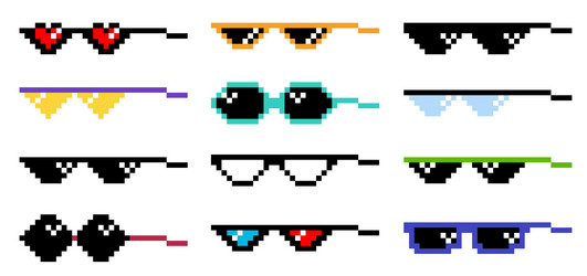 pixel glasses meme set like a boss vector