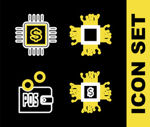 set line brain as digital circuit board cpu vector image