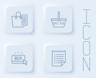 set line shopping list basket buy button vector image