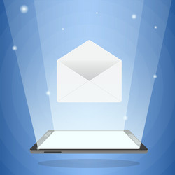 tablet computer with message in light of a screen vector image