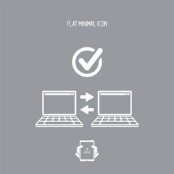 check computer data transfer - flat minimal icon vector image
