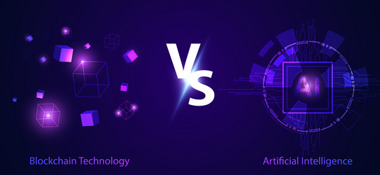 concept blockchain technology vs ai comparison vector image