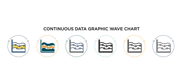 Continuous data graphic wave chart icon in filled vector