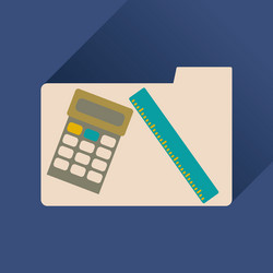 Flat icon with long shadow folder calculator ruler vector