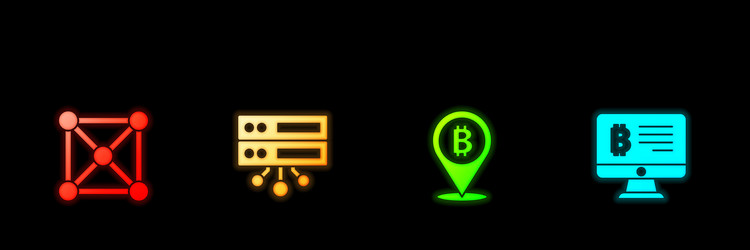 Set blockchain technology server bitcoin vector