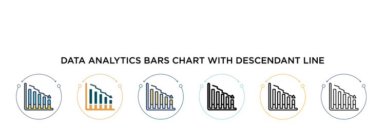 data analytics bars chart with descendant line vector image