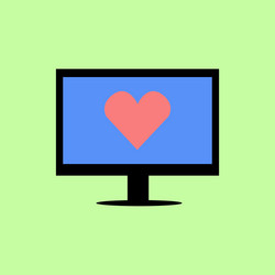 Flat style computer with red heart vector