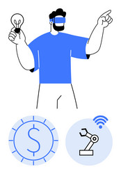 man using virtual reality with innovation vector image