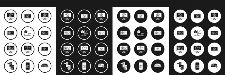 set computer monitor with smart home wi-fi vector image