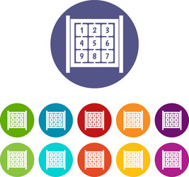 cubes with numbers on playground set icons vector image