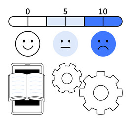performance evaluation with emotions progress bar vector image