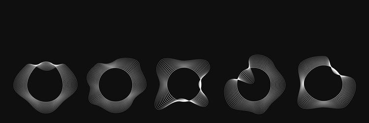 set of round curved frames with dynamic wavy vector image