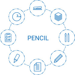 8 pencil icons vector