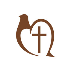 Crucifix and Dove Symbol Vector Image