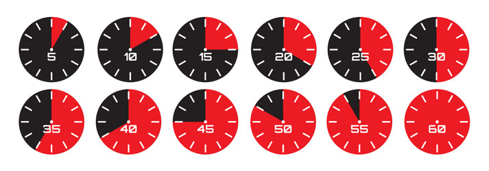 set analog displays showing different times vector image