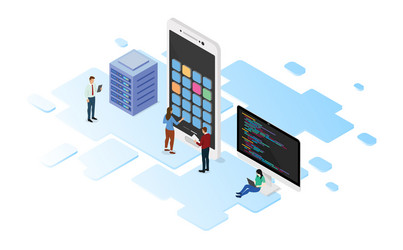 Mobile app development with programming language vector