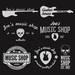Vintage Music Shop Badges & Logos Vector Image