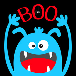Blue Monster Head Halloween Silhouette vector image
