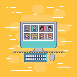 Photo application in device tech desktop computer vector