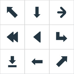 set of 9 simple cursor icons can be found vector image