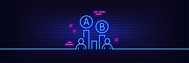 Ab testing line icon ui test chart sign neon vector