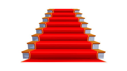 castle staircase wooden stair with red carpet vector