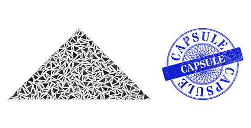 Grunge capsule seal and triangle arrowhead up vector