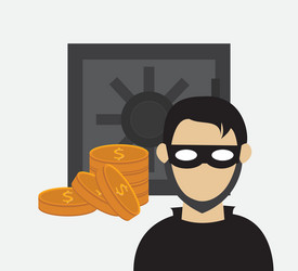 Hacker in laptop system security design vector