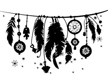 Seamless border with silhouettes of feathers vector