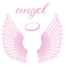 Angel wings icon with hand lettering word vector