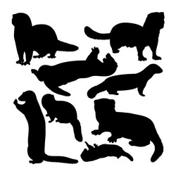 Mink Silhouettes - Animal Set Vector Image