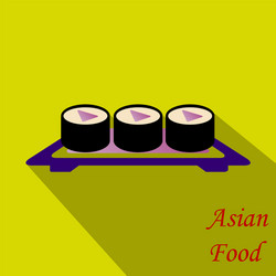 sushi icon in a flat style with shadow vector image