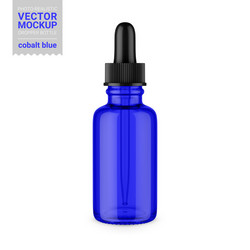 blue glass dropper bottle mockup vector